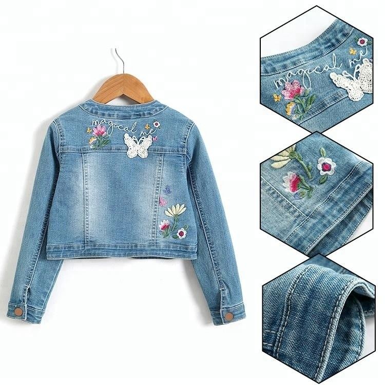 Jaket Jeans Bordir Desain Modern Untuk Anak Perempuan, Spring Girls