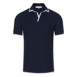 Dark Blue Mens Trendy T Shirts V Neck Collar Fabric Weight 180 Grams Customized Logo